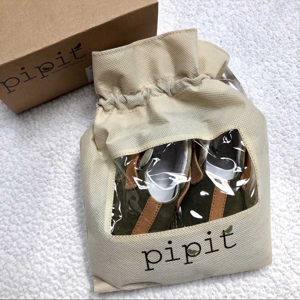 Pipit Suede Stripe Olive Green Baby Shoes Size 3 - Picture 8 of 11
